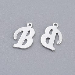ステンレスペンダント201個  文字L  銀色のメッキ  文字.b  14x9x1mm  穴：1mm&nbsp;STAS-O098-03S-B