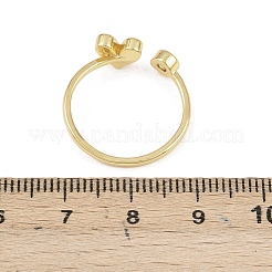 Brass Micro Pave Cubic Zirconia Open Cuff Rings for Women&nbsp;RJEW-K308-02B-G