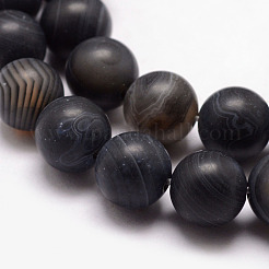 Natural Black Agate Bead Strands&nbsp;X-G-K166-12-8mm-03