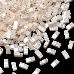 MIYUKIハーフティラビーズ  日本製シードビーズ  2の穴  （htl592)アンティークアイボリーパールセイロン  5x2.3x1.9mm  穴：0.8mm  約12500個/500g&nbsp;SEED-MY05-HTL592