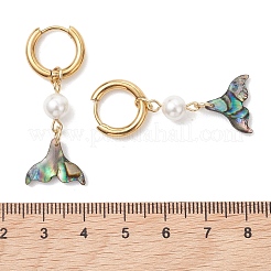 Paua Shell & 202 Stainless Steel Huggie Hoop Earrings&nbsp;EJEW-JE06964-01