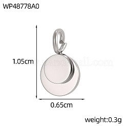 304ステンレスペンダント  空白タグのスタンプ  ダブルフラットラウンドチャーム  ステンレス鋼色  10x6.5mm  穴：2mm&nbsp;STAS-OY016-38P