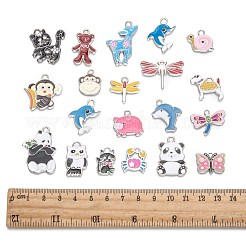合金エナメルチャーム  混合図形  動物  プラチナ  ミックスカラー  約17~30 mm幅  長さ15~32mm  厚さ1.5mm  穴：1.5~3mm&nbsp;ENAM-MSMC001-4