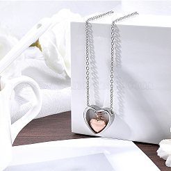 1Pc 304 Stainless Steel Heart Pendant Urn Ashes Necklaces&nbsp;NJEW-CN0001-19RGP