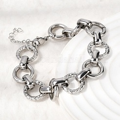 女性用304ステンレススチールリンクチェーンブレスレット  リング  ステンレス鋼色  6.65インチ（16.9cm）&nbsp;BJEW-P388-02B-P