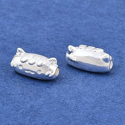 真鍮ビーズ  猫の形  銀  6x11x6mm  穴：1.8mm&nbsp;KK-Z162-20S