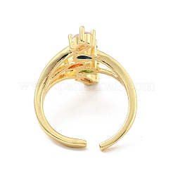 Cubic Zirconia Oval Open Cuff Ring&nbsp;RJEW-E046-20G