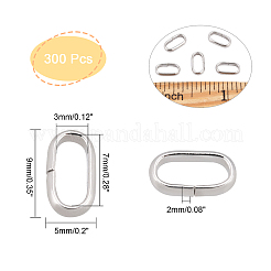 304ステンレス鋼クイックリンクコネクター300個  フレームコネクター  オーバル  ステンレス鋼色  9x5x2mm  内径：7x3mm  300個/箱&nbsp;STAS-DC0003-58