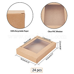厚紙ギフト箱  PVCクリアウィンドウ付き  長方形  キャメル  14.5x10.5x2.5cm&nbsp;CON-NB0001-30A-01
