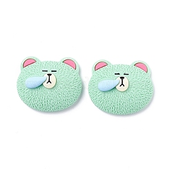 オペーク樹脂カボション  クマの頭  アクアマリン  29.5x35.5x10.5mm&nbsp;CRES-P018-B05