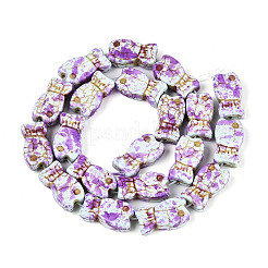 スプレープリント合成ターコイズビーズ連売り  魚  紺碧  19~20x11x6mm  穴：1.2~1.4mm  約20個/連  14.96~15.16''（38~38.5センチメートル）&nbsp;TURQ-T004-16E