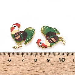 プリント合金ペンダント  コックチャーム  ミディアムシーグリーン  22x20.5x1.5~2mm  穴：0.9~1mm&nbsp;ENAM-CJC0020-47B