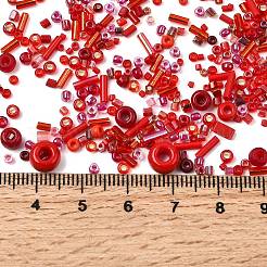 ミユキシードビーズミックス  日本製シードビーズ  混合形状  レッド  1~9x1.5~2mm  穴：0.5~1mm&nbsp;Y-SEED-Z005-01C