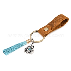 レザーキーホルダー  合金ターコイズ金具付き  タッセル  アンティークブロンズ  15.3cm&nbsp;KEYC-TAC00014