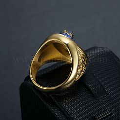 男性用304ステンレススチールとエナメルの指輪  エジプト人  ゴールドカラー  usサイズ7（17.3mm）&nbsp;FS-WGE3B17-03