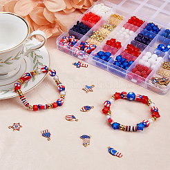 Independence Day Acrylic Beaded Stretch Bracelet with Alloy Enamel Charms DIY Making Finding Kit&nbsp;DIY-FH0006-72