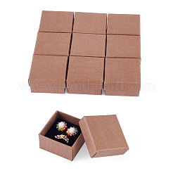 段ボール製ジュエリーギフトボックス  リング用  ピアスとペンダント  正方形  コーヒー  5.3x5.25x3.2cm&nbsp;CON-TAC0014-10A