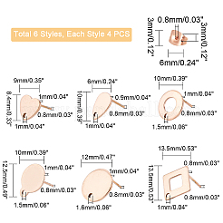 24Pcs 6 Style Ion Plating(IP) 304 Stainless Steel Stud Earring Findings&nbsp;STAS-DC0001-25