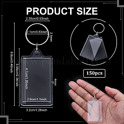 Transparent Blank Acrylic Rectangle Pendant Keychains&nbsp;KEYC-WH0036-78