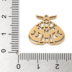 201ステンレススチールペンダント5個  レーザー切断  蛾のチャーム  ゴールドカラー  17x19.5x1mm  穴：1.2mm&nbsp;STAS-B064-07G