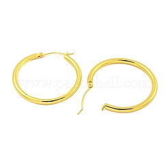 304ステンレススチールイヤリング  半円  18KGP本金メッキ  40.5x3mm&nbsp;EJEW-R161-01A-G