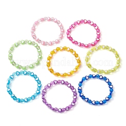 8個 8mmファセットラウンド＆ハートアクリルビーズストレッチブレスレットセット  女性用レインボーカラーブレスレット  カラフル  内径：2-1/4インチ（5.8cm）  ビーズ：8mm＆8x7mm&nbsp;BJEW-JB10240-01