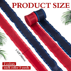 10ヤード 2色ポリエステルフリルリボン  服飾用  ミックスカラー  1-5/8インチ（40mm）  5ヤード/カラー&nbsp;OCOR-ME0001-20