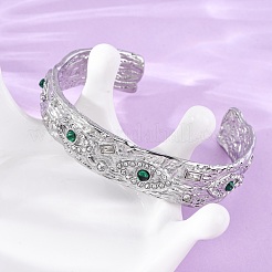 304 Stainless Steel Rhinestone Cuff Bangles for Women&nbsp;BJEW-R026-01P