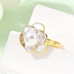 Adjustable Brass Micro Pave Cubic Zirconia Enamel Finger Rings&nbsp;CU-CBABA66-01B-G