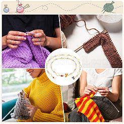 2Pcs 2 Style  Autumn Acrylic Beaded Knitting Row Counter Chains with Alloy Emanel Squirrel Acorn&nbsp;HJEW-AB00690