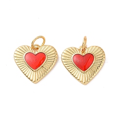 Heart Brass Enamel Pendants&nbsp;KK-G435-07G-01