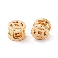 真鍮のスライドチャーム  カドミウムフリー＆ニッケルフリー＆鉛フリー  銅貨の列  18KGP本金メッキ  4x3mm  穴：1.5x1.8mm&nbsp;KK-F860-16G