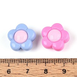 650-700g6色不透明アクリルビーズ  花  ツートン  ミックスカラー  15x15x9mm  穴：3mm&nbsp;OACR-T029-80M