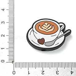 コーヒーテーマシリコンビーズ  焦点ビーズ  ラテアートを施したコーヒー  キャメル  23x30.5x8.5mm  穴：2mm&nbsp;SL-CBACE28-01E