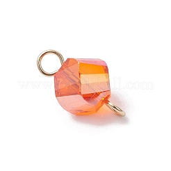 7Pcs Electroplate Transparent Glass Twist Connector Charms&nbsp;PALLOY-JF04317-02