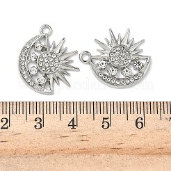合金ラインストーンペンダント  太陽と月  プラチナ  22x19x2.5mm  穴：1.8mm&nbsp;PALLOY-P314-04P