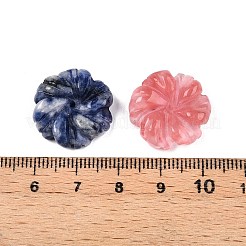 天然石と合成石の混合彫刻ビーズ  染めと未染色の混合  花  18.5~20.5x5~6.5mm  穴：1mm&nbsp;G-N344-37