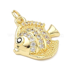 真鍮製マイクロパヴェキュービックジルコニアペンダント  魚のチャーム  ゴールドカラー  透明  18.5x16.5x5mm  丸カン：5x1ミリ  内径：3mm&nbsp;KK-K417-14A-G