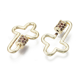Brass Micro Pave Cubic Zirconia Screw Carabiner Lock Charms&nbsp;KK-R136-070E-NF