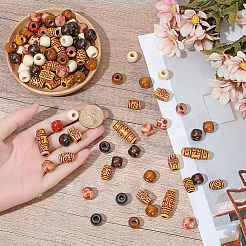 110Pcs 7 Styles Plastic and Wood Beads&nbsp;KY-PA0001-18