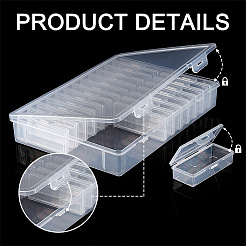 25個2スタイルのプラスチックビーズ容器  長方形  透明  10.5~32.5x4.5~23x2.4~5cm&nbsp;CON-GA0001-21