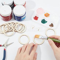 未完成の木製フレームコネクター  レーザーカットウッドシェイプ  DIYの工芸品やジュエリー作り  アンティークホワイト  50x2.5mm  内径：40mm&nbsp;WOOD-NB0001-55