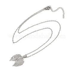 Brass Micro Pave Clear Cubic Zirconia Angel Wings Pendant Necklaces&nbsp;NJEW-Z088-02P