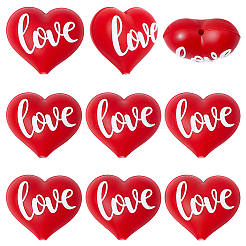 10Pcs Heart with Word love Silicone Focal Beads&nbsp;SIL-SC0003-26
