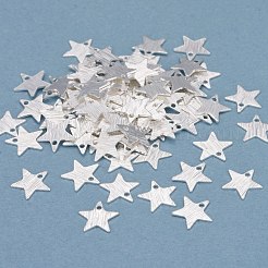 真鍮製チャーム  スター  925銀メッキ  8x7.5x0.5mm  穴：0.8mm&nbsp;KK-Y003-10S