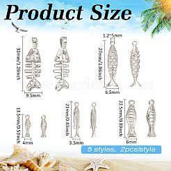 10Pcs 5 Styles Stainless Steel Pendants&nbsp;STAS-BC0004-33P