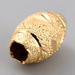 真鍮ビーズ  カドミウムフリー＆鉛フリー  長持ちメッキ  バレル  24KGP本金メッキ  8x5mm  穴：2mm&nbsp;KK-O133-308A-G