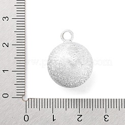 真鍮製ベルペンダント  水琴鈴(すいきんすず)  テクスチャーラウンドチャーム  銀  22x17mm  穴：3mm&nbsp;KK-NH0001-01S