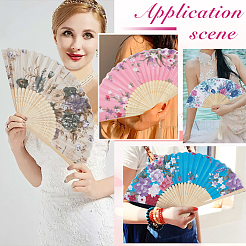 30Pcs 15 Colors Cloth Fan with Flower Pattern Display Decorations&nbsp;AJEW-WA0001-07