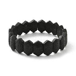Rhombus Frosted Natural Lava Rock Bead Stretch Bracelets for Women Men&nbsp;BJEW-C097-03A
